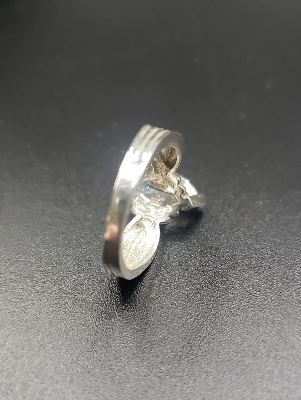Sterling Silver Marquise Cut Diamonique Ring, Size 5 - Picture 4 of 5